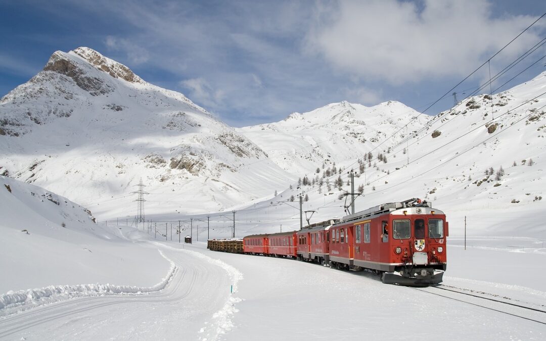 train, railway, snow