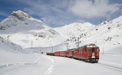 train, railway, snow