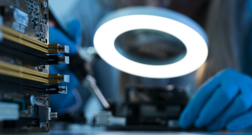 close up researcher working with magnifier